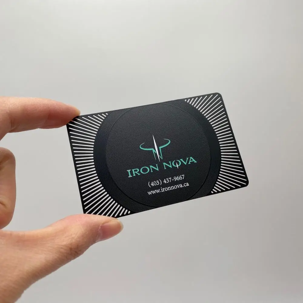 

DU black and green cutout metal stainless steel cards, Cmyk color or pantone color