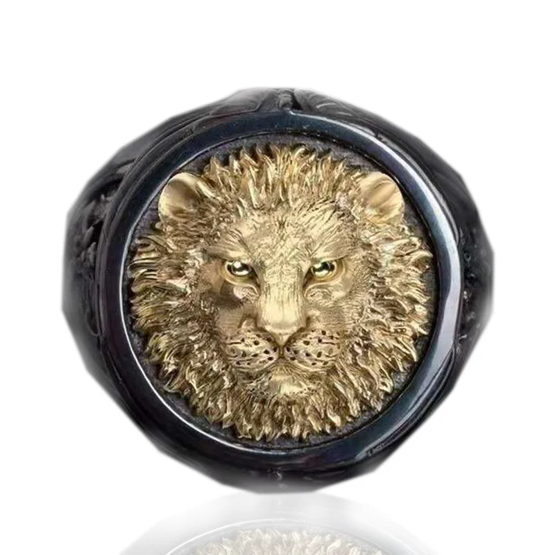

Retro Punk Rock Lion Animal Lion Head Totem Men's Ring