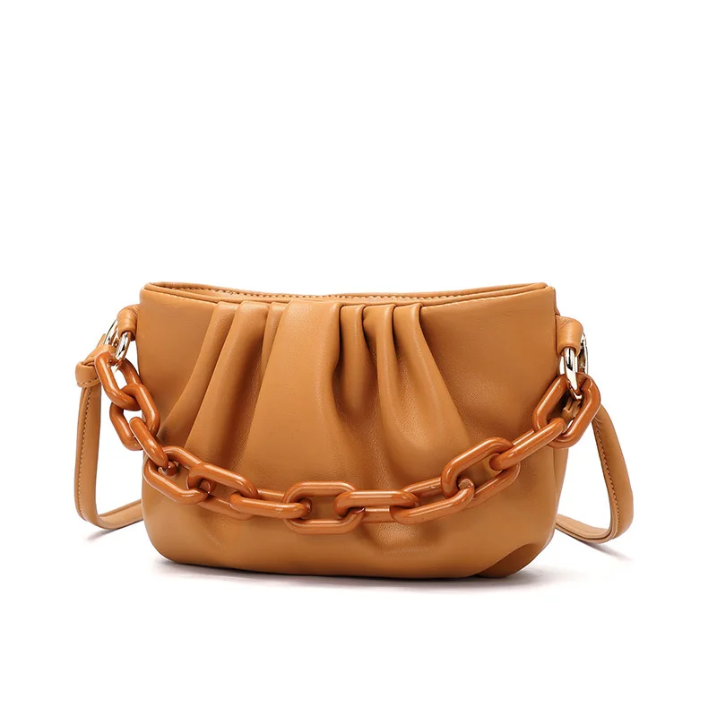 

Ruffled Bag New Style Cloud Shape Package Hobo Shoulder Bags Dumplings bagS Versatile Soft PU Leather Handbags for Women