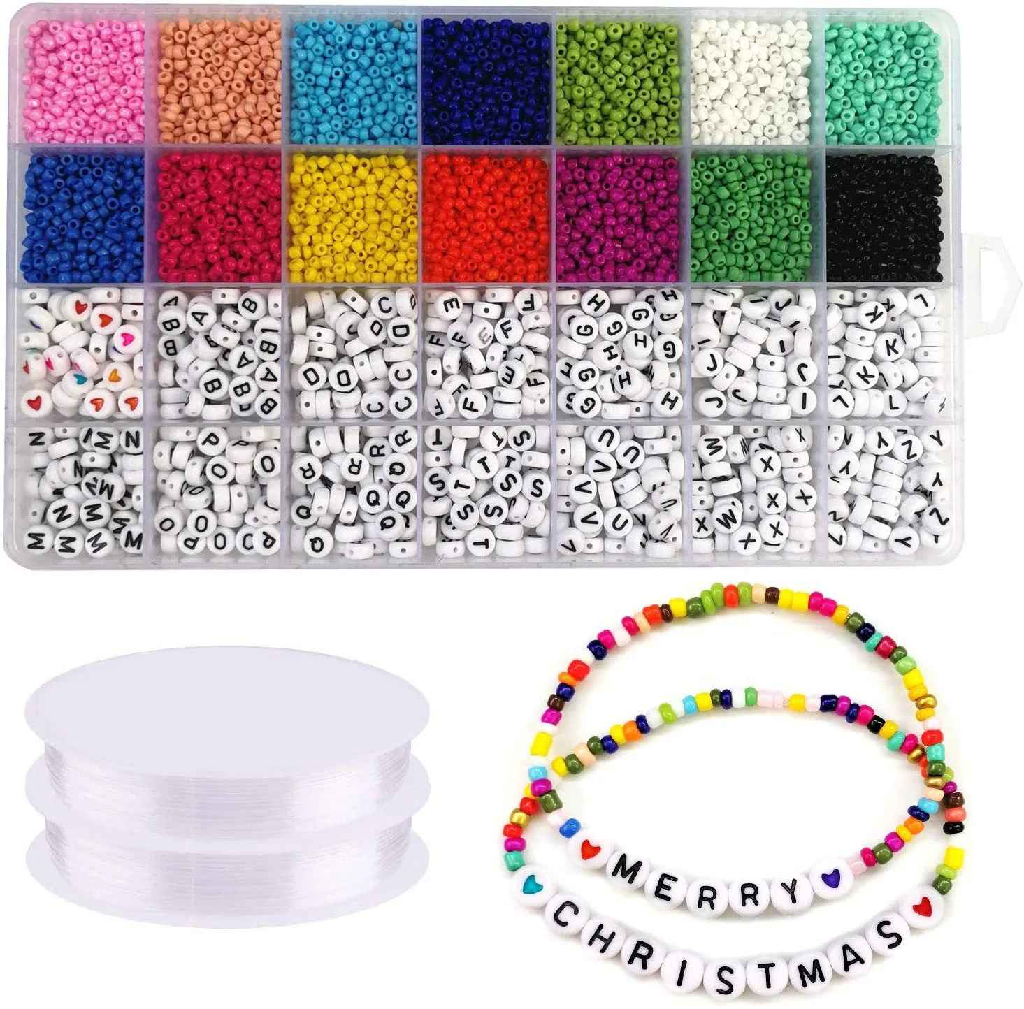 

5000 Pcs Amazon Hot Selling Miyuki Beads For Jewelry Making Accessories 26 Letter Bracelet Necklace Charms Cute Gift Box DIY Kit, Color