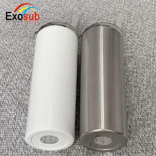 

Hot seller Sublimation 20 oz skinny tumbler for heat press, White/silver