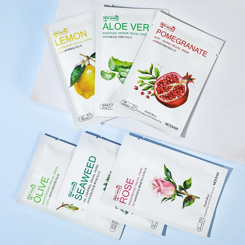 

Hot Sale Private Label Natural Organic Korean Beauty Facial Mask Whitening Moisturizing Oil Control Anti-Aging Sheet Face Mask