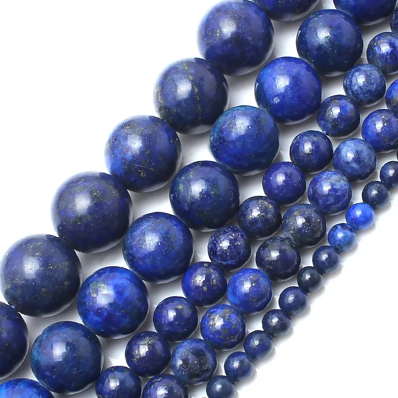 

Hot Sale Round 4/6/8/10/12MM Smooth Blue Lapis Lazuli Stone Loose Beads for Necklace Bracelet DIY 15''