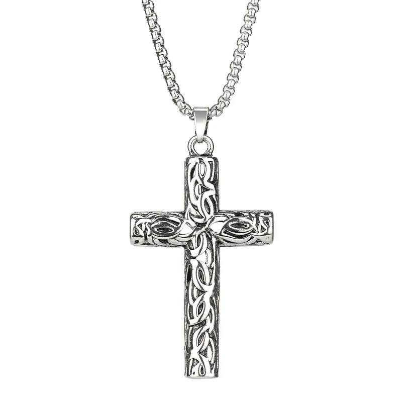 

Popular Jesus Cross Pendant Stainless Steel Fashion Christian Jewelry 24k Gold Crucifix Men's Pendant Necklace Graduation Gift