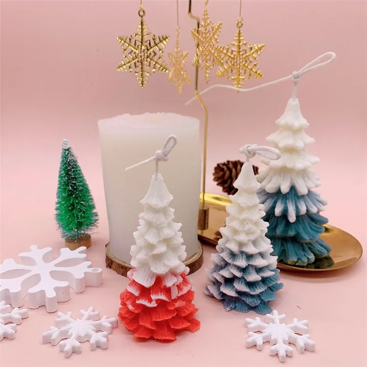 

Y2950 Diy epoxy resin mold 3D christmas tree pinetree silicone candle molds, White