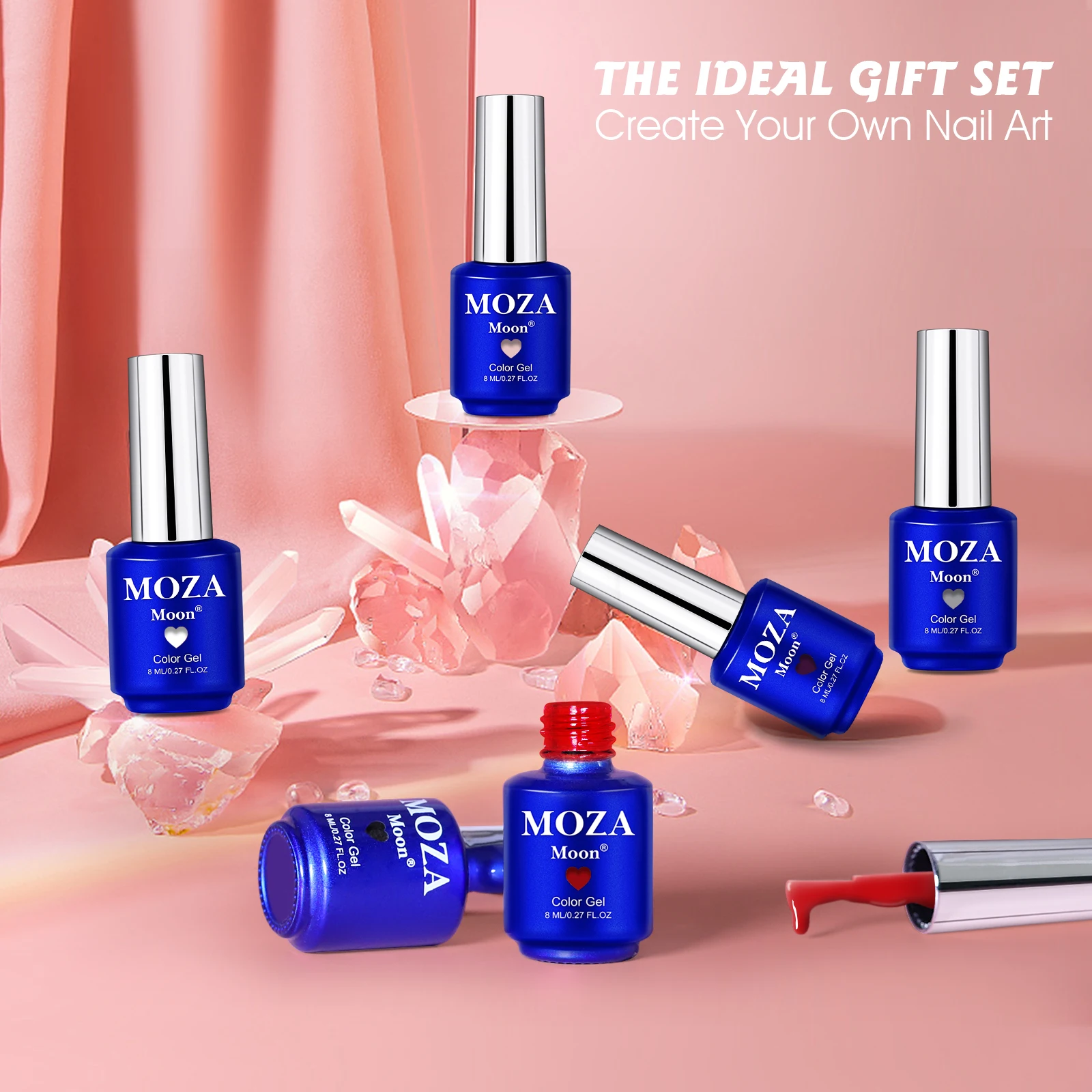 

2021 new arrival 6pcs moza moon gel polish set uv led soak off nail kit professional gel polish starter kit, 290 colors
