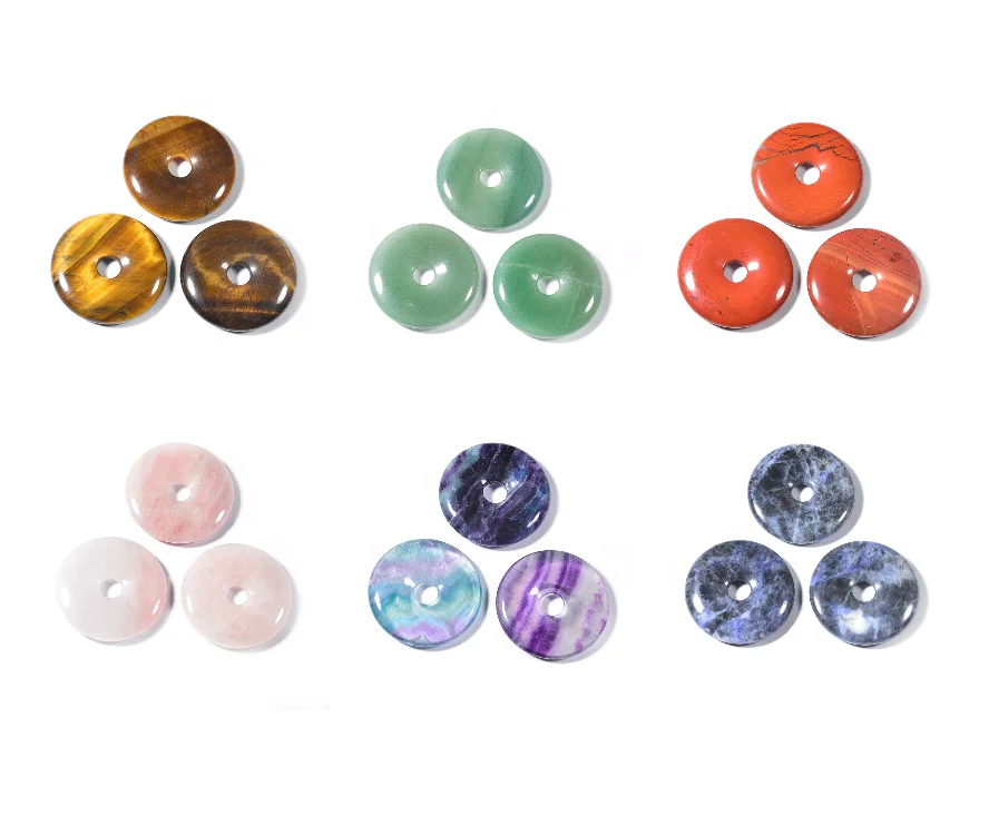 

Big Semi - Precious Natural Gem Stone Necklace Pendant Donut Stone Pendant Large Pendants For Jewelry Making