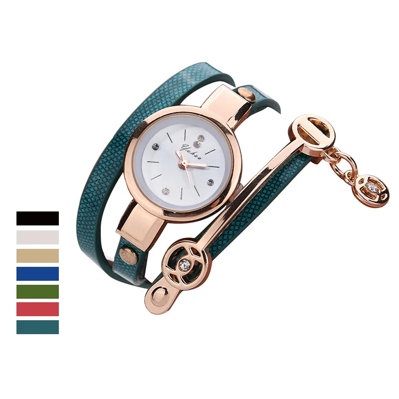 

Fashion Wrap Ladies Watch PU Strap Watch Couple Quartz Watch