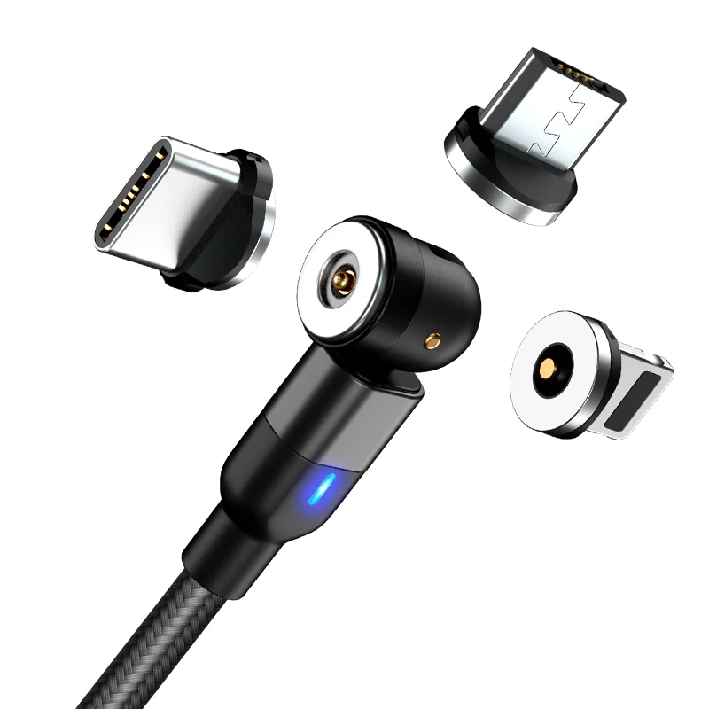 

Free Shipping USB Cell Phone Cable 540 Degree 3 IN 1 Magnetic Charging Cable, Black red purple