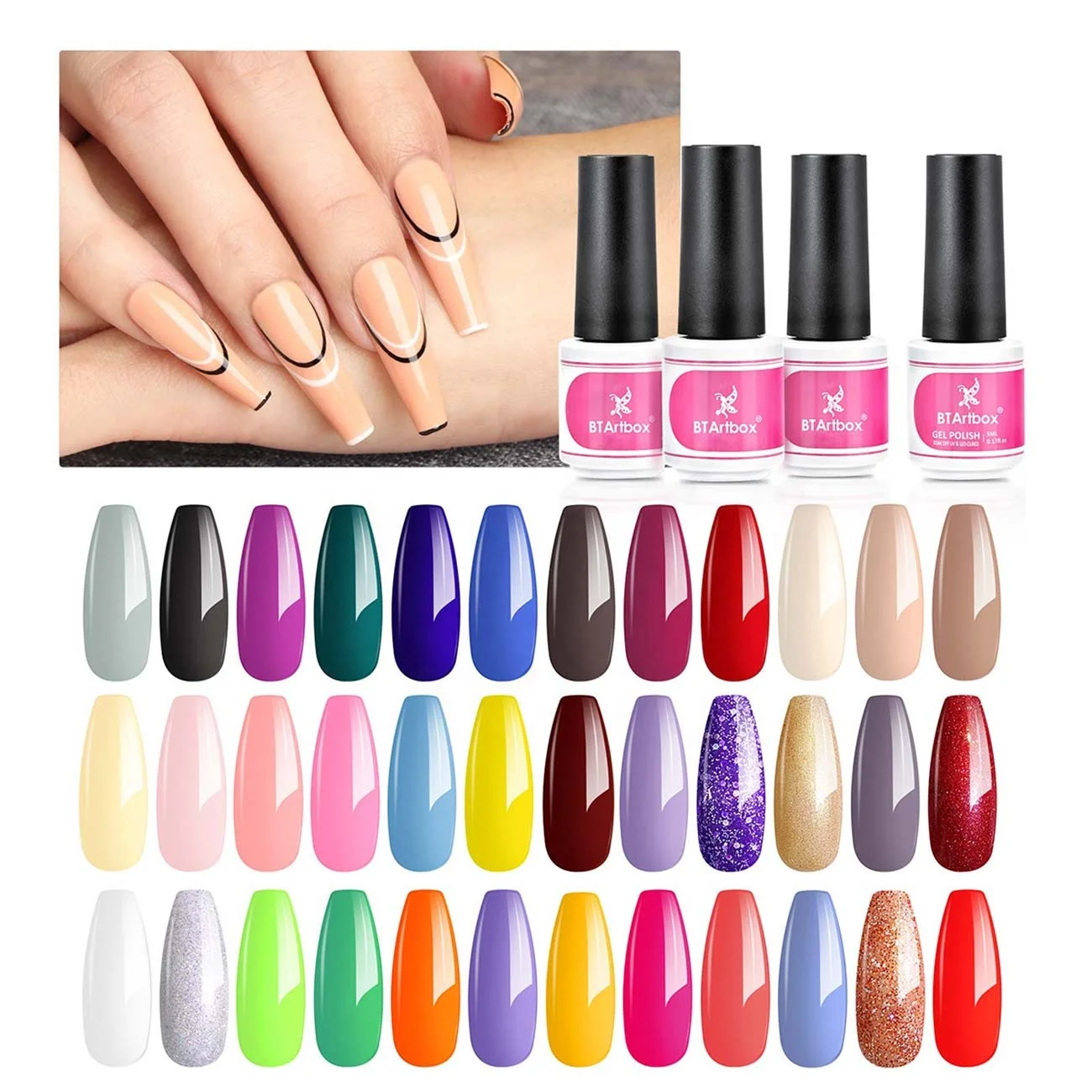 

Long Lasting BTartbox Gel Polish 5ML Nude Glitter Fashion Nail Gel Soak Off Nail Polish UV Gel