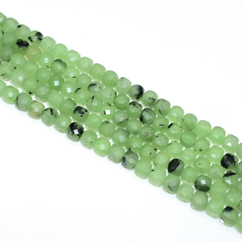 

5*5mm High Quality Natural Faceted Prehnite Beads For Jewelry Making
