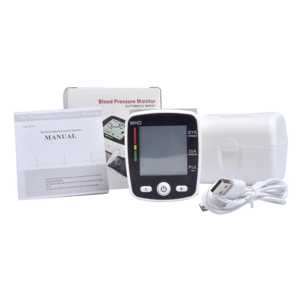 
High quality medical hospital sphygmomanometer tensiometer usb wrist type blood pressure monitor 