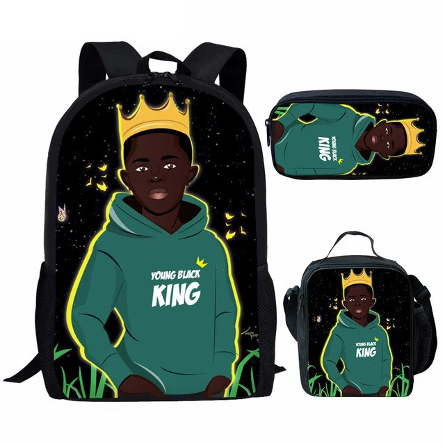 

Custom 3pcs Set African Boy Design School Bags American Girls Boys Printed Teenager Backpacks Bookbags High School Kids Backpack, Customized your own school backpack