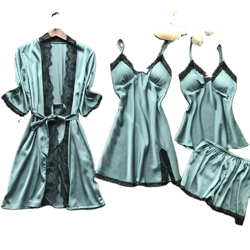 

Women Amazon Europe bridesmaids trending Silky Breathable allure Sleepwear Rayon Loungewear America Charms 4pcs Pajamas