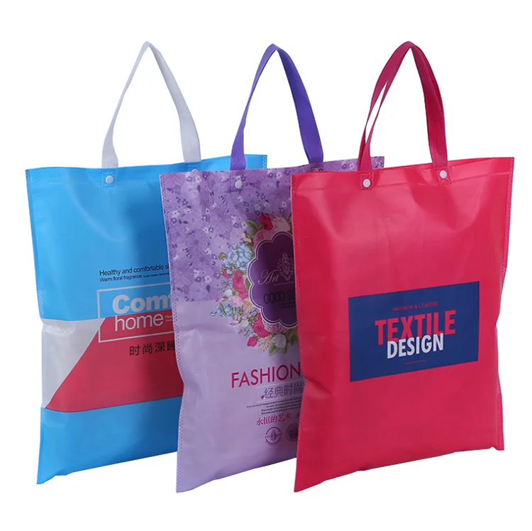 

Factory price high quality promotion PP environmental protection advertising handbag non woven shopping button bag, Customized