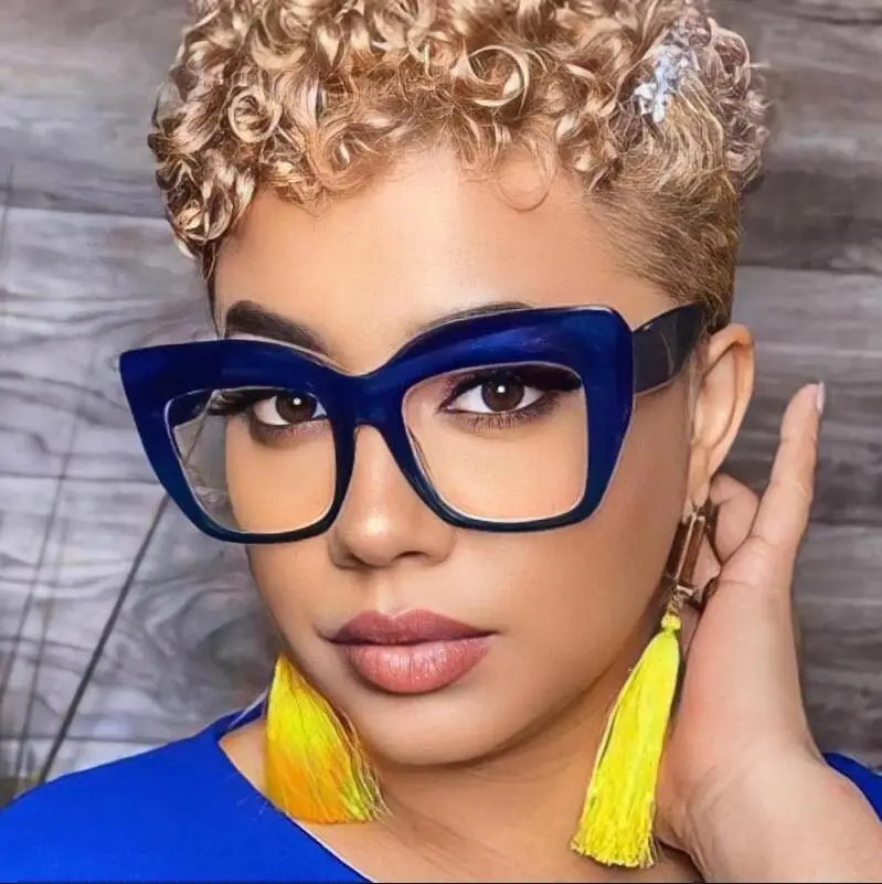 

0285 New Anti-blue Light eyewear women Elegant Blue Green Vintage Oversized Square Computer Glasses frame eyeglasses