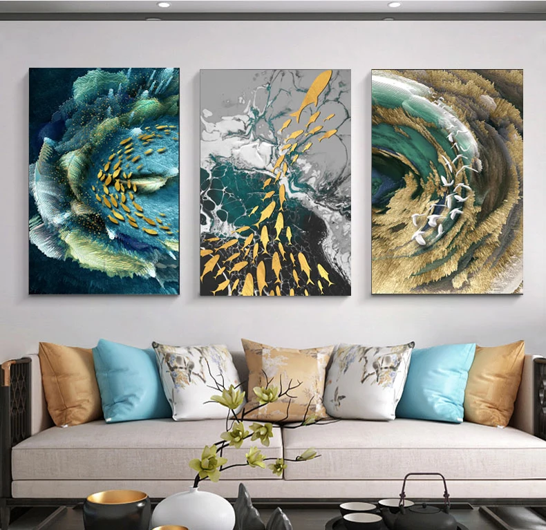 

Modern Art Paintings Decorative Stereo Oil Frame Picture Frames Scenery Wall Home Decor Prints Gifts Guests Golden Painting
