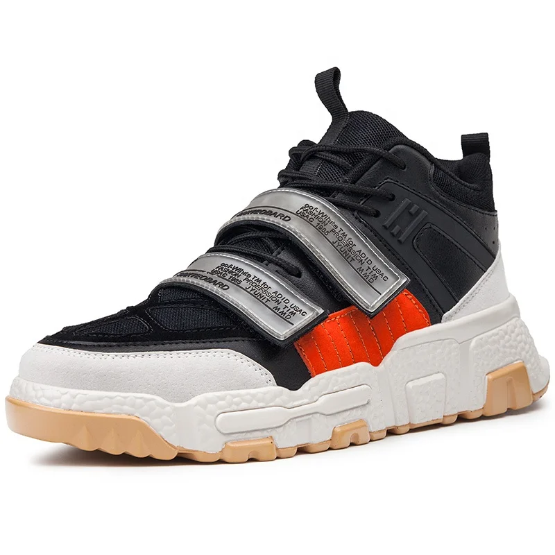 
Custom Brand 2019 High Top Skate Shoe Sneaker For Men Leather Upper Walking Shoes Thick Bottom Fashion Sport Shoe JD-Y699 