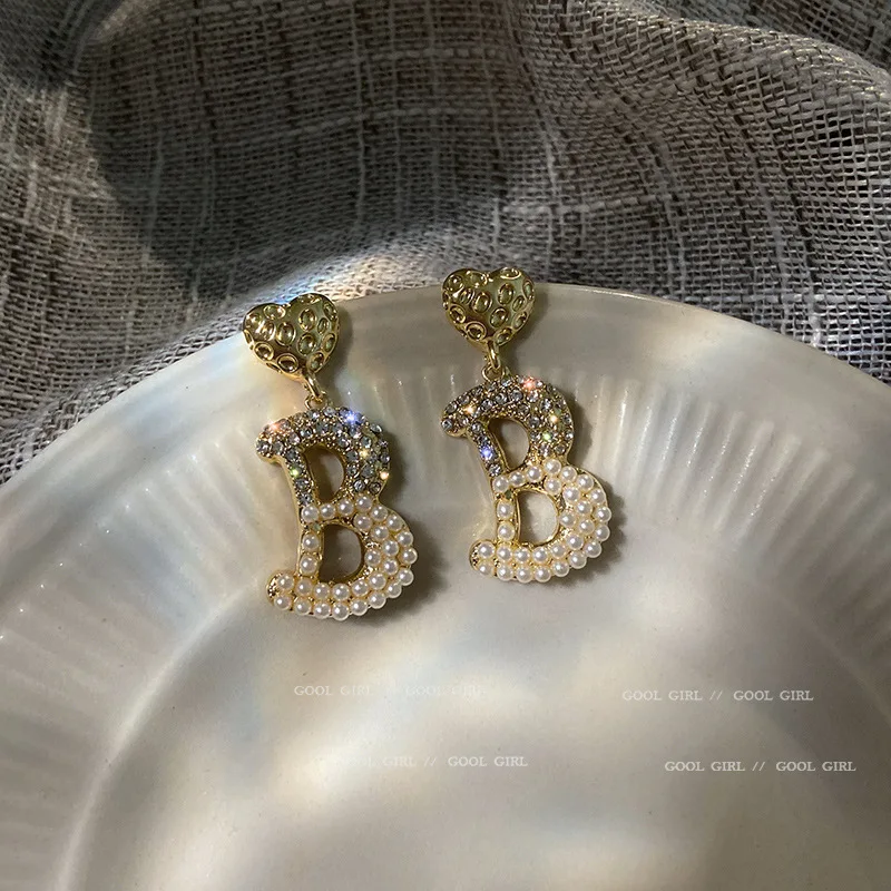 

fashion trendy crystal B letter 2021 designer inspired earrings