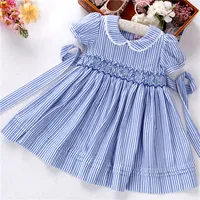 

girls smocked dress pink white handmade kids clothing summer fashion boutiques baby dress children outfit wholesale B38543