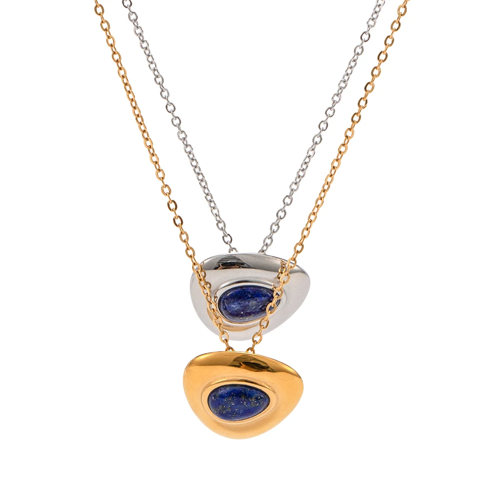 

Pearl Triangle JD Designer Necklace 18k Gold Stainless Steel Waterproof Lazurite Earrings for Women