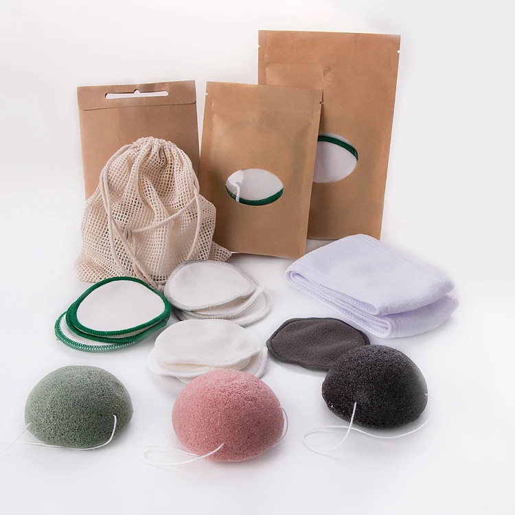 

private label eco friendly reusable makeup remover pads korean with mesh bag and kraft paper, White,grey,pink,blue,black etc