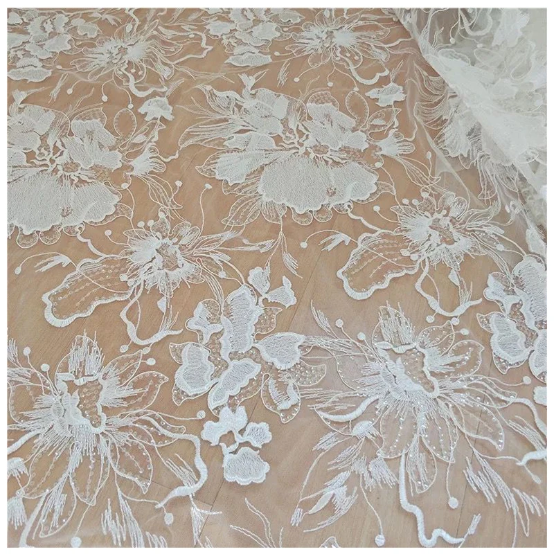 

Crochet 3d Flower Border Cord Guipure Lace Fabric for Bridal Gown