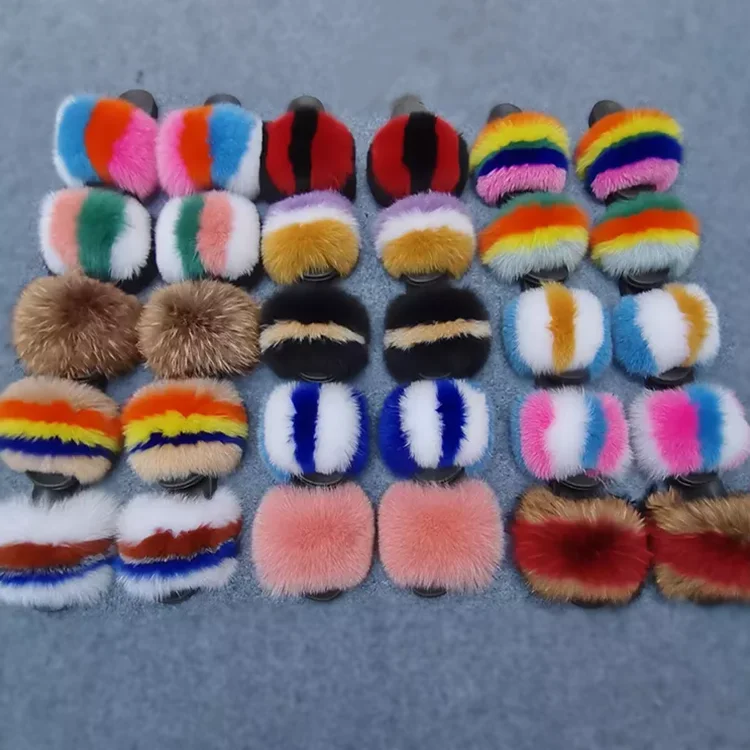 

Best price new arrival mens slippers luxury fluffy large ladies with red fox Women fur slides, Customized color
