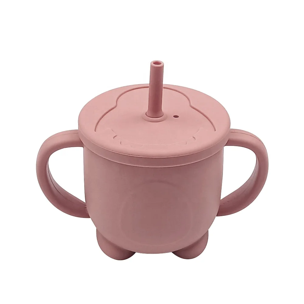 

New Arrival BPA Free Eco Friendly Nordic Reusable Coffee No Spill Silicone Sippy Cup With Lid Straw Baby Infant Toddler Kid