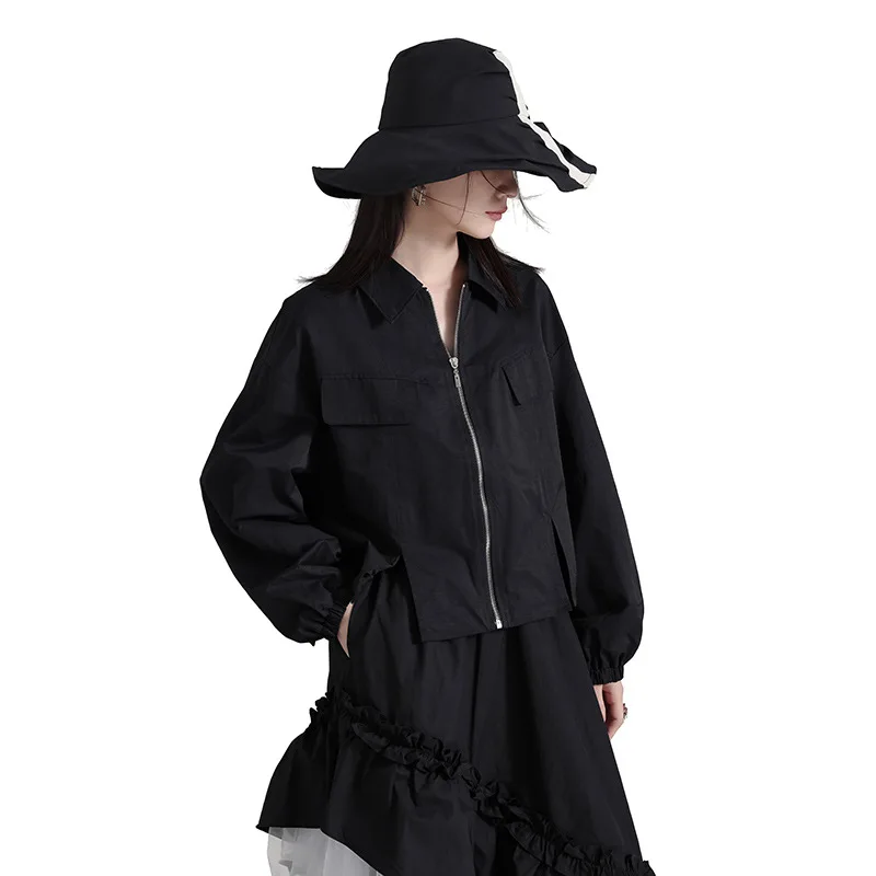 

Women's Autumn Clothing 2023 Simple Women's Jacket Coat Loose Japanese Women's Shirt Zipper Short Top Girls Coats