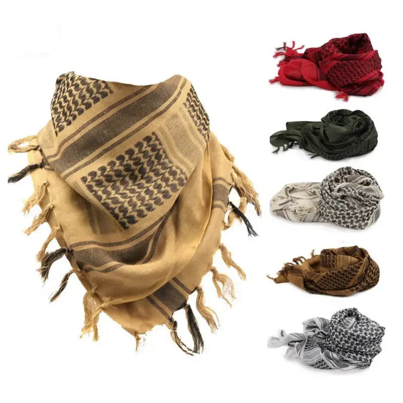 Wholesale Custom Logo Camouflage Headcover Arab Head Neck Scarf Cotton Keffiyeh Shemagh Arab Scarf Men
