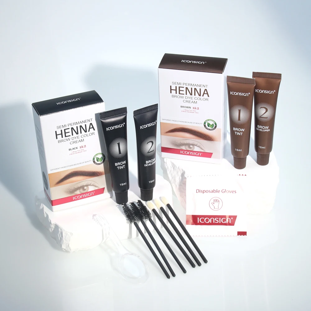 

Henna color eyebrows semi permanent eye brow tinting eyebrow dye kit