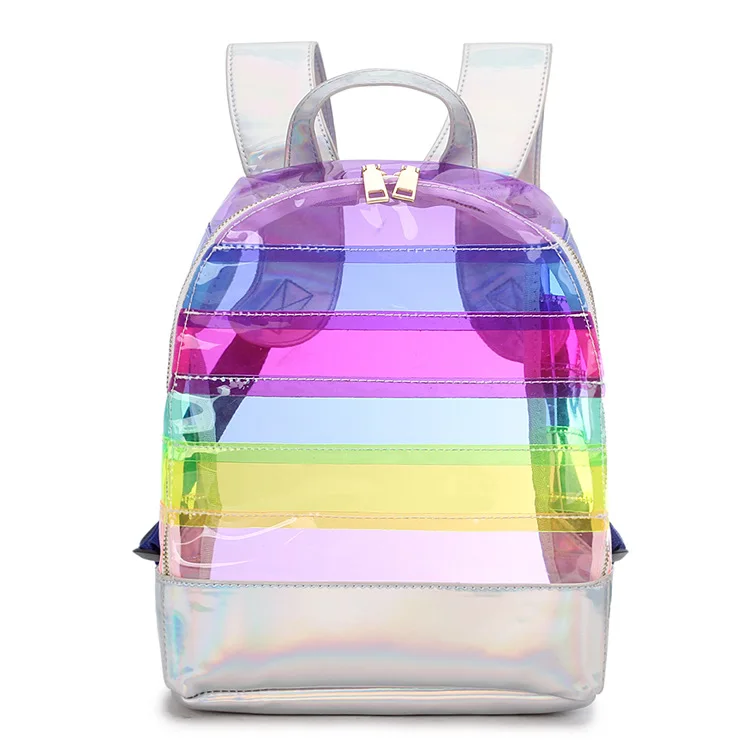 

Rainbow Clear Backpack Teenagers School Bag PVC Backpack