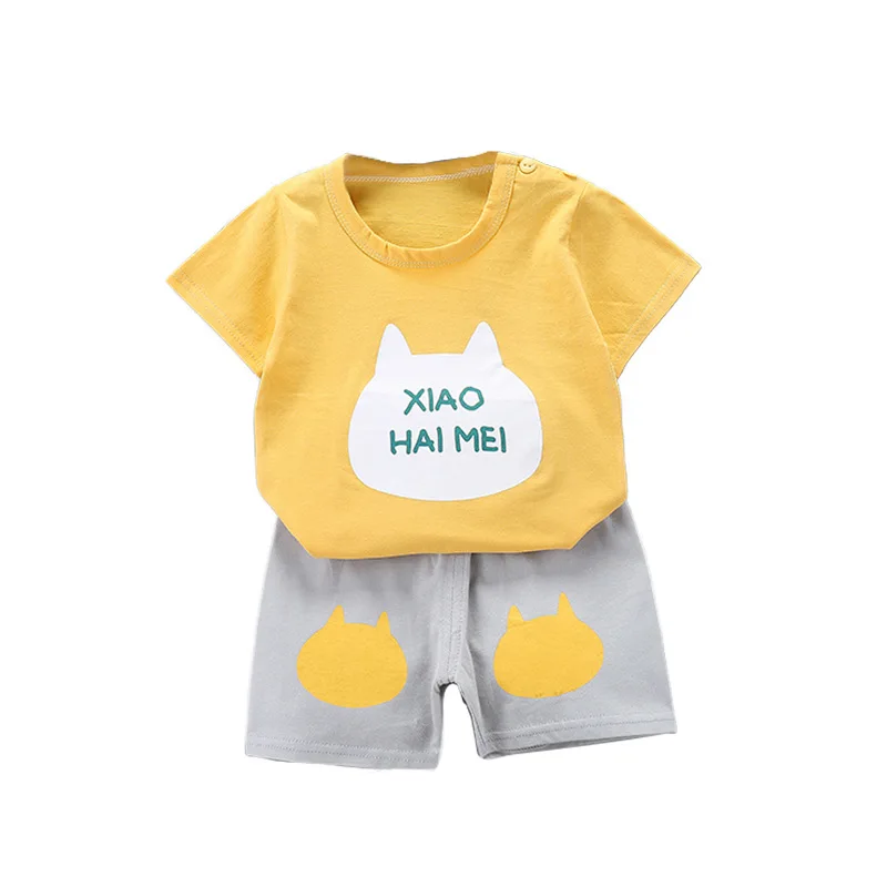 

2020 new children's short sleeve suit cotton foreign trade children's suit T-shirt shorts two-piece suit