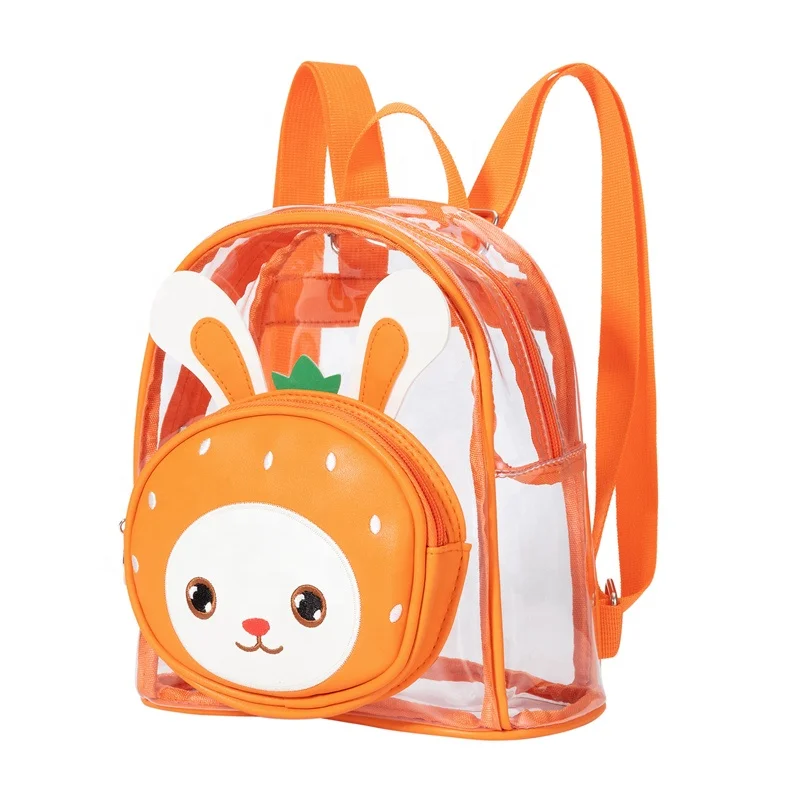 

Heopono Lovely Rabbit Cartoon Animal Designed Girls Boys Small Children Transparent School Bag Cute Kids Clear Backpack, Customizable