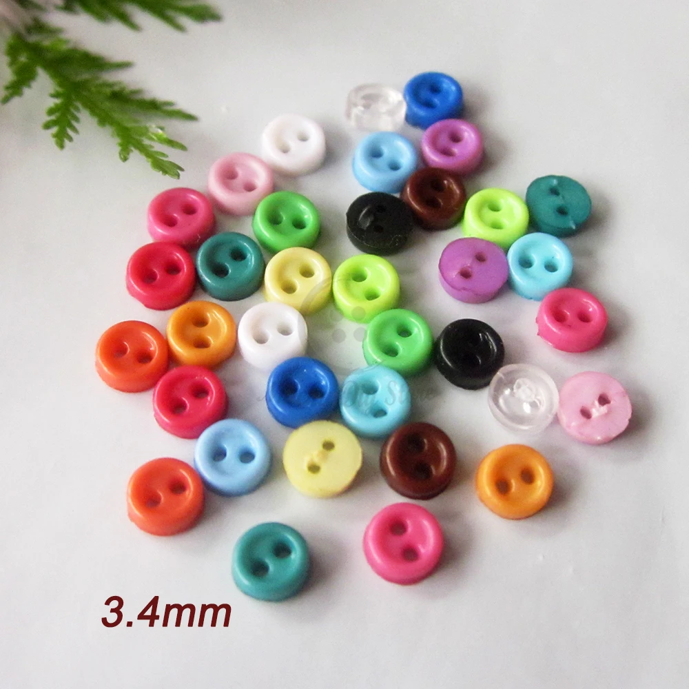 3mm Thin Edge Mini Buttons for Crafts Small Doll Clothes Sewing Tiny Buttons Supply 17 Colors 2 Holes