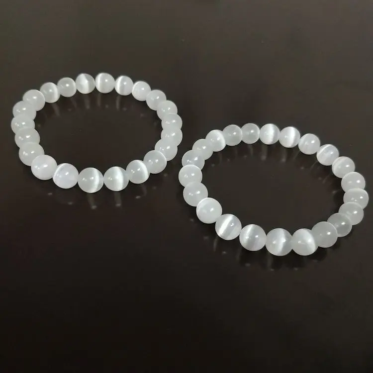

Protection Spirituality White Crystal Gemstone Bracelets, Crystals Healing Stones Selenite Bracelet, As pitures