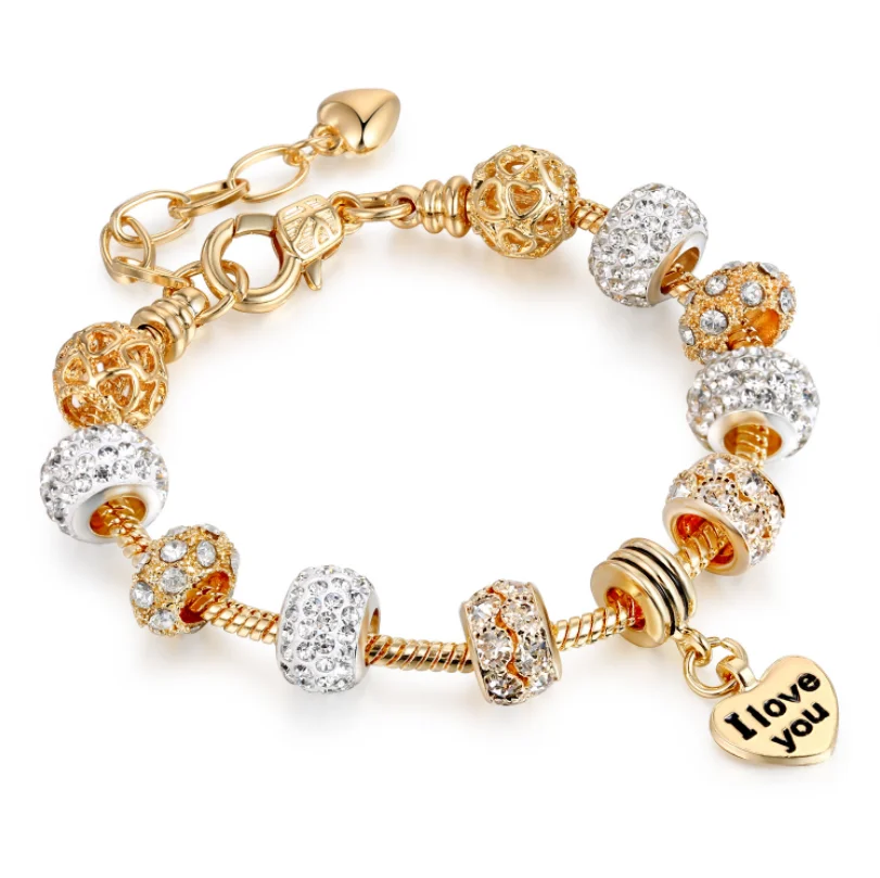 

Wholesale Cheap Best Selling 18K Gold Plated Austrian Crystal Rhinestone Star Love Heart Women Jewelry Charm Bracelets & Bangles