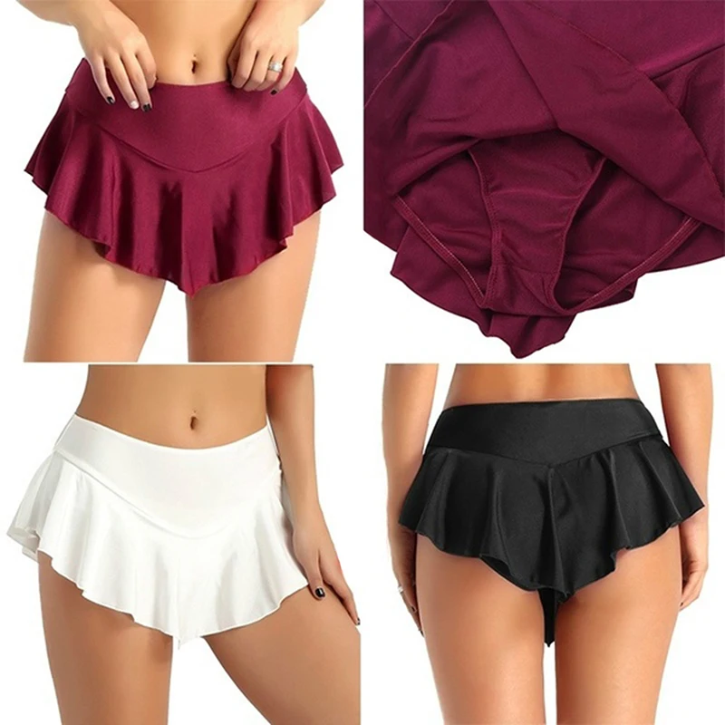 

Sexy Short Mini Skirt Culottes Women Micro Mini Skirt Dance Clubwear Metallic Pleated Skirt 3 Colors