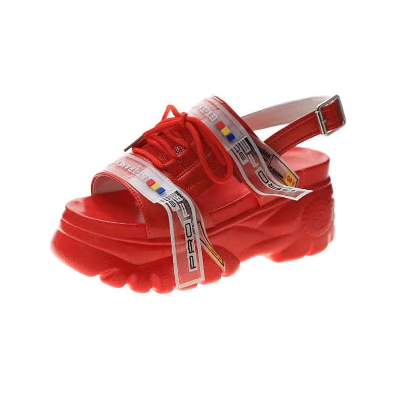

2021 Hot Sale Summer Other Trendy Open Toe Heels Platform Shoes 7cm Candy Jelly Sandals For Women And Ladies