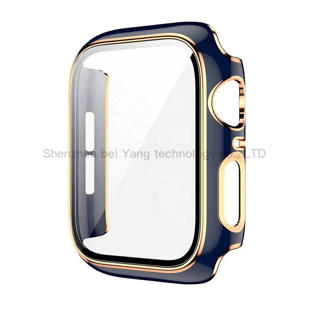 

New Compatible with Apple Watch Tempered Glass Screen Protector Case, Hard PC HD Full Cover Protective iwatch 38/40/42/44mm, Optional