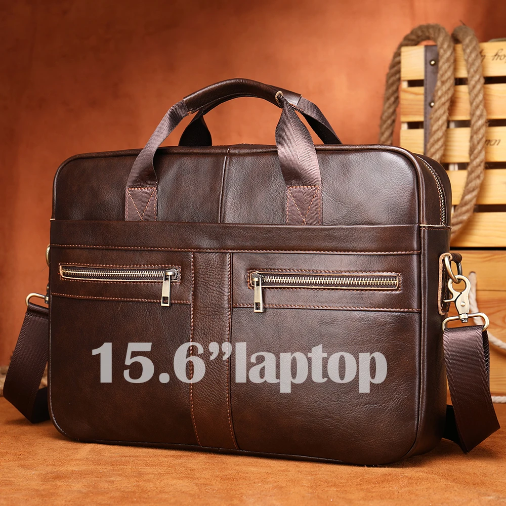 

Men Office Business Shoulder Bag Genuine Leather Executive Briefcase Luxury Laptop bag Quality leather Business Office Briefcase, Black, coffee