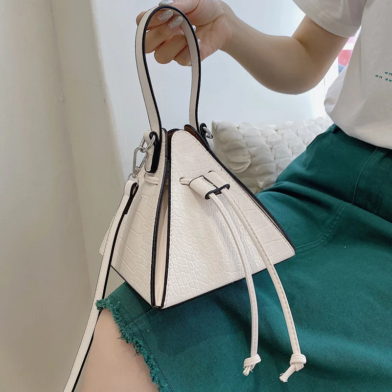 

Unique design mini cone shape crocodile pattern ladies crossbody shoulder bag women vegan leather bag, 4colors