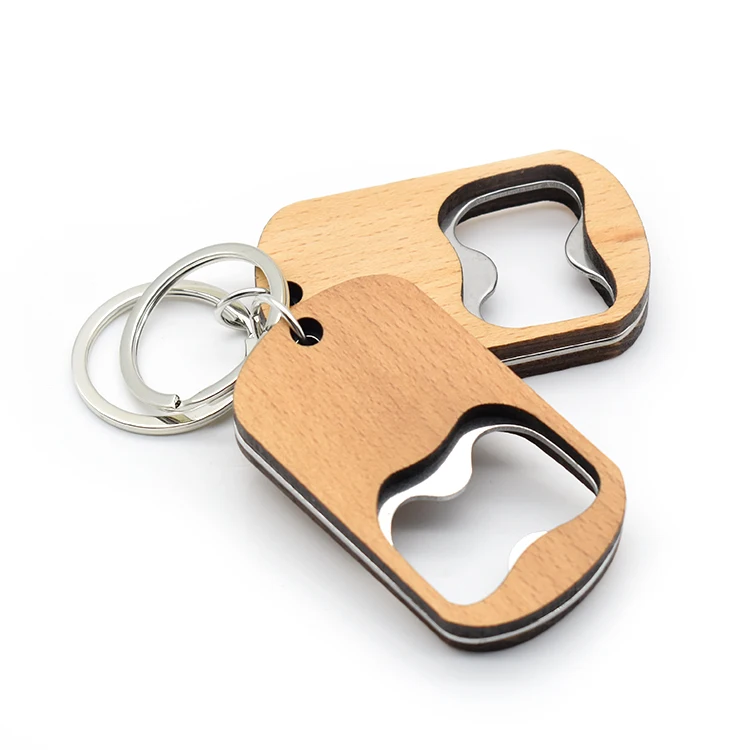 

Custom Personalized Blank High Quality Beer Opener Key Chain Natural Wooden Bottle Opener Keychain, Natural color