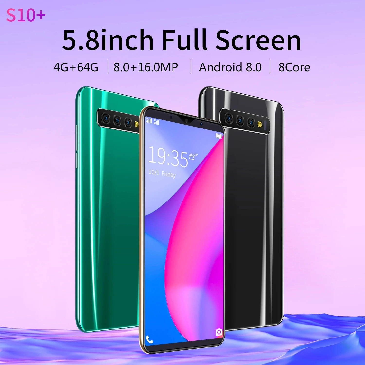 Cheap Smart Phones S10+ Mobile Phone5.8inch 4gb+64gb Custom Full Screen