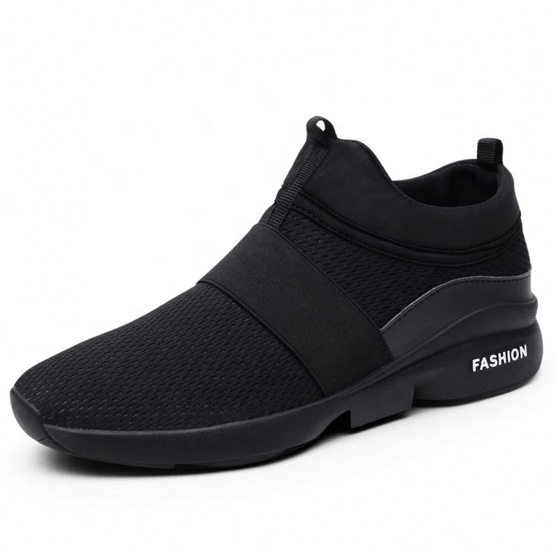 

high quality cheap fashion outdoor pu breathable running flat sport slip on black athletic sneakers men casual shoes, Customized colors