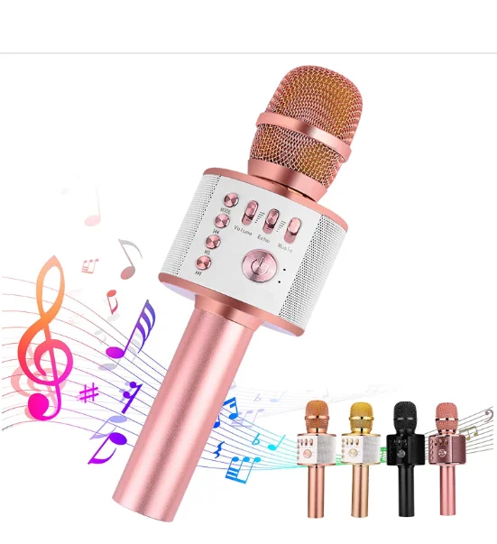 

Q37 Wireless Kids Karaoke Microphone with Speaker, Portable Handheld Karaoke Player for Home Party KTV Music Singing Playing, Black,gold,rose gold