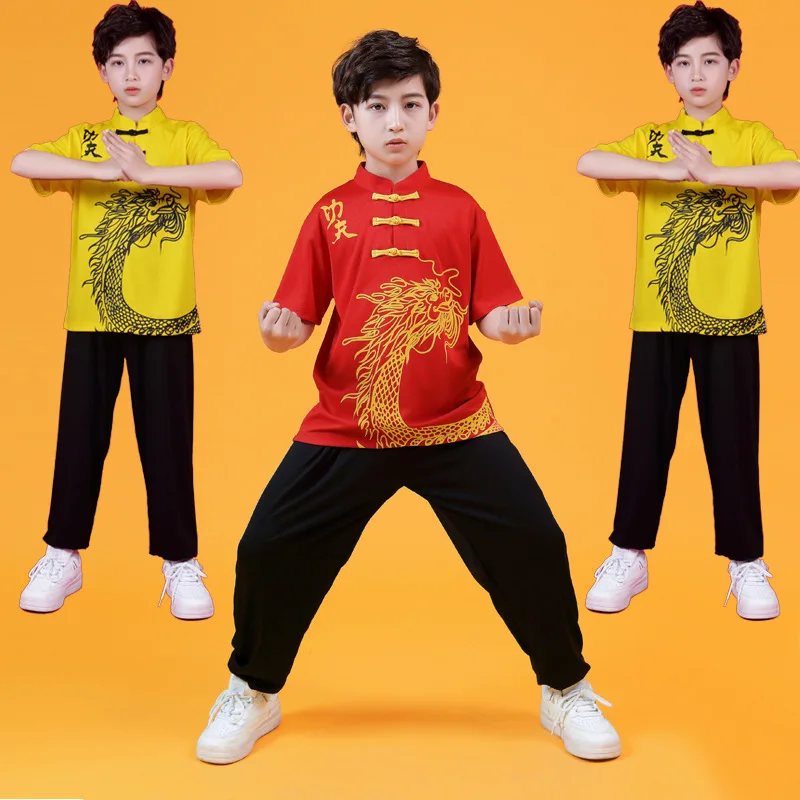 Children's Martial Arts Clothing Performance Clothes Male Free Combat Routine Training Summer Short-sleeved