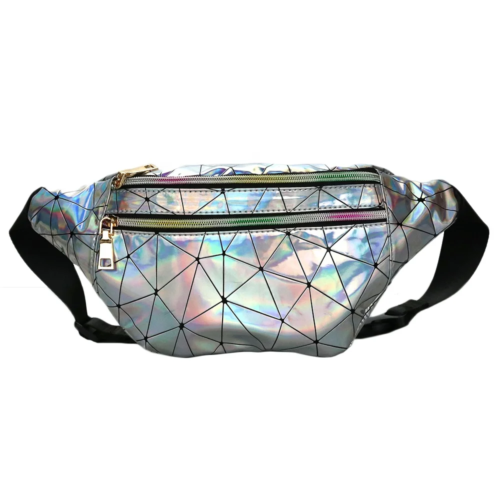 

Waist Bag Fanny Pack Laser Geometric Chest Bag For Women, Silver