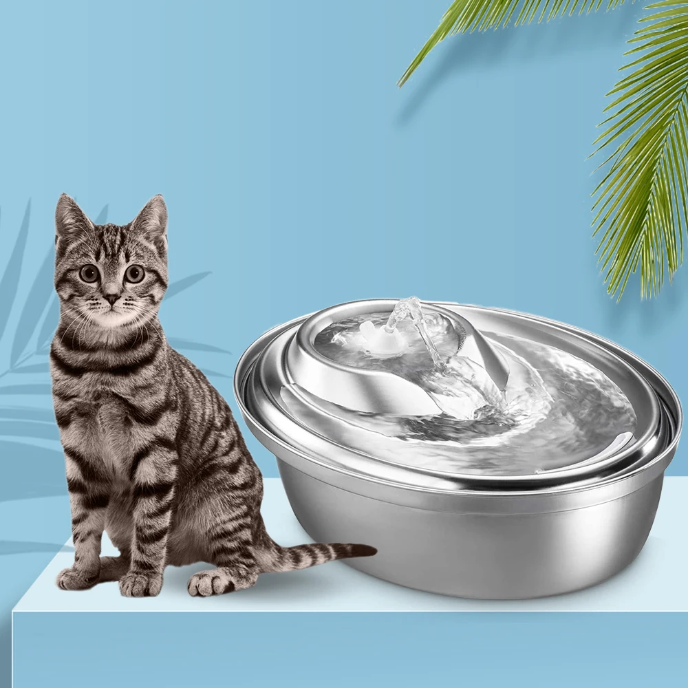 

2L Capacity Cat Water Fountain Stainless Steel Dog Water Dispenser Pet Drinking Fountain Pet Water Fountain Automatic